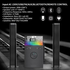 Multimedia Computer RGB Speaker 2.1 Subwoofer Home Theater System With 50W