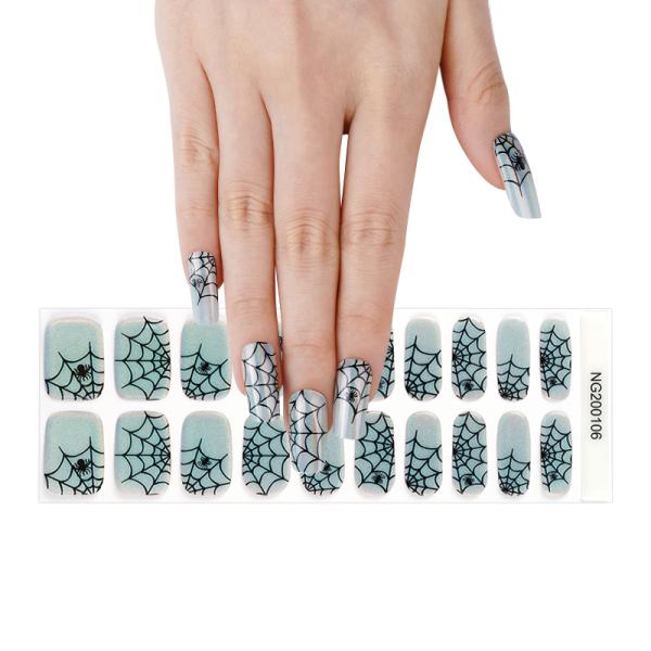 New design Semi cured UV Gel Nail Stickers 20 Real Gel Nail Polish Adhesive Full Wraps Strips