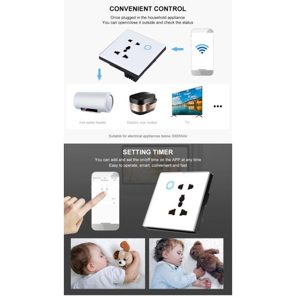 625W Smart Plug Socket AC 110-240V Glass Electrical Outlet Tuya