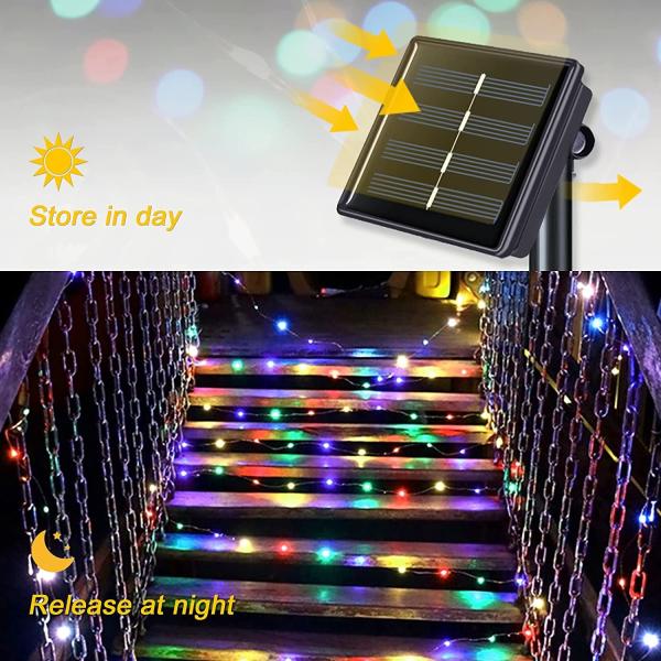 Multicolor 100 LED Solar Powered String Lights 8 Modes Fairy Lights For Garden Patio