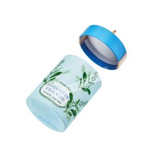 Cylinder Rigid Paper Tube With Ribbon Pull Lid Custom Flat Edge Box For Candle