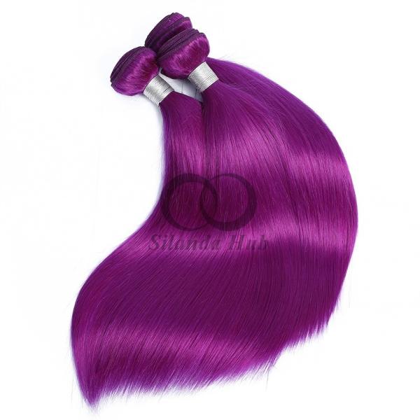 Purple Straight Remy Human Hair Bundles Sew In Weave Bundles Brazilian Bundle Deals