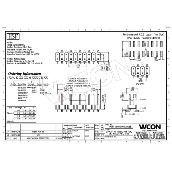2 * 8P SMT 2.50 * 2.54 Mm Pitch Connector PA9T Black Without CAP Matte