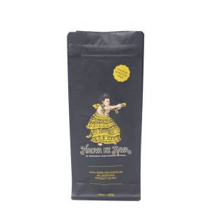 500g Flat Bottom Coffee Bean Packaging Bag Zip Top Customized Logo
