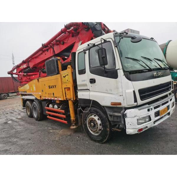 Buy 2012 Sany 49meter red used concrete pump with ISUZU Chassis at wholesale prices