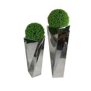 Steel silver mirror chrome flower pot for decorate