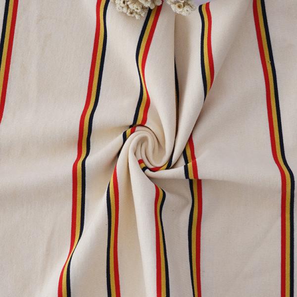 Soft Striped Cotton Fabric Low Shrinkage Knit Jersey Material For T-Shirt