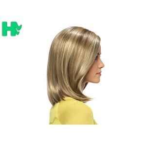 Natural Looking Light Blonde Bob Wig With Bangs High Temperature