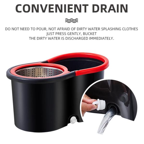 Heavy Duty 360 Spin Magic Mop with Press Detergent Bottle and Microfiber Cloth Cover Type