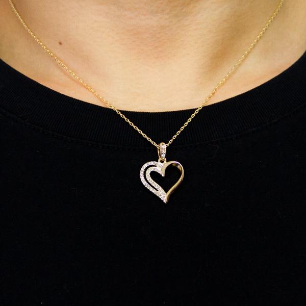 14K Gold Plated Bling Diamond Small Heart Shape Love Forever Necklace For Mom