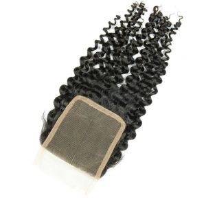Swiss Curly 4x4 Human Hair Lace Closure No Tangling , High Density