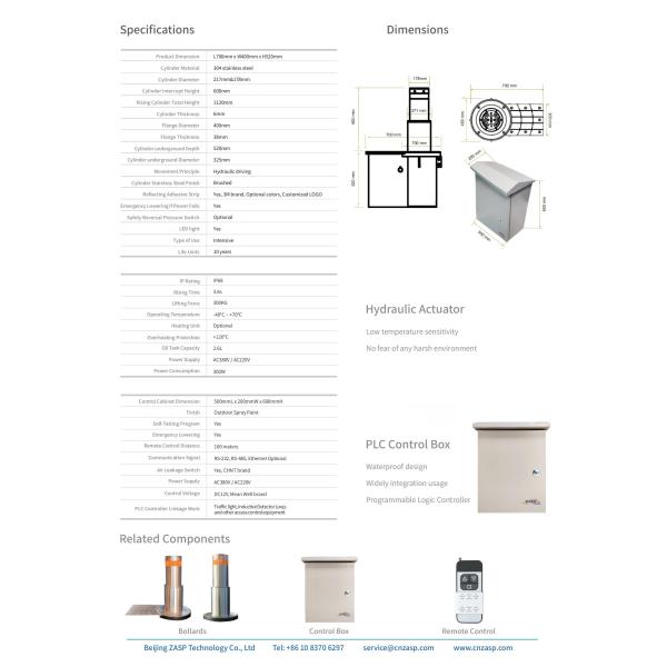 Hydraulic Automatic Bollards For Driveways LED Lights 380V/220V