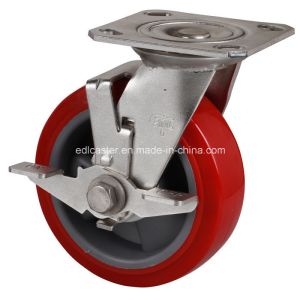 Quality Red Color Stainless 6&quot; 270kg Plate Brake TPU Caster S7126-85 for Caster Application for sale