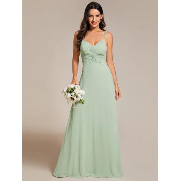 Sexy Empire A-line Adjustable Straps V-neck Pleated Burgundy Chiffon Prom Dress