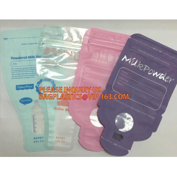 wholesale food pouch zipper bpa free plastic standing up breast baby milk storage bags,200ml double zipper breast milk b