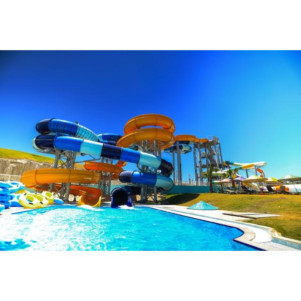 12mm Thickness Fiberglass Waterslide Outdoor Water Park Game Play Equipment For Swimming Pool