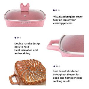 Wholesale Hot Selling White Kitchen Cooking Square Pot Sets Aluminum Non-Stick