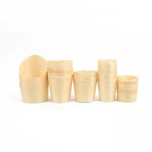 Eco Friendly Pine Wooden Mini Disposable Trifle Cups For Food Dessert 4.5cm