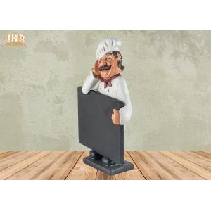 Antique Polyresin Chef Figurines Mini Wooden Chalkboards Resin Chef Tabletop