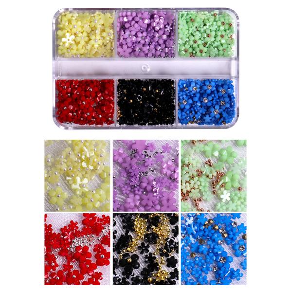 3D Resin Candy Color Nail Decoration Flower With Rhinestone for Nail Salon and Plastic