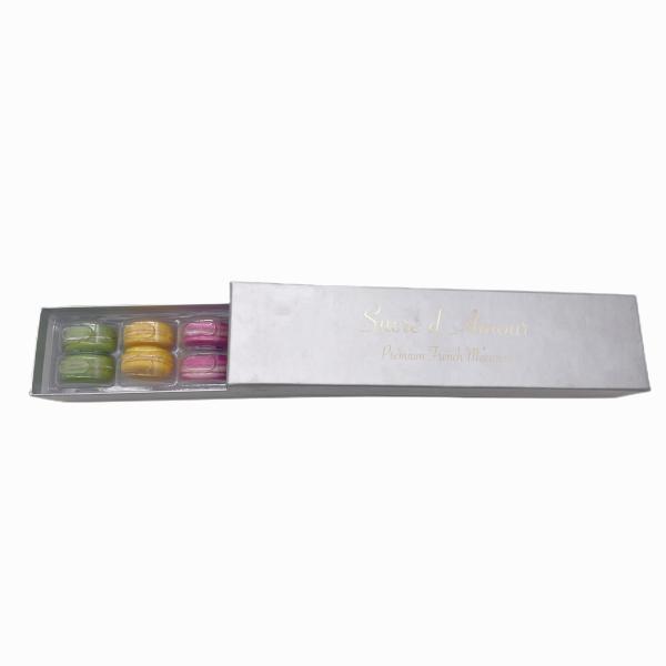 Luxury 12 Pcs Macaron Packaging Silver Kraft Paper Box With Plastic Inner