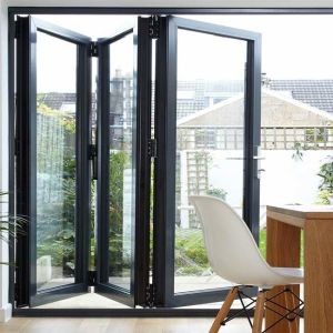 China Folding Bifold Commercial Aluminium Doors Tempered Glass Inward / Outward Opening on sale