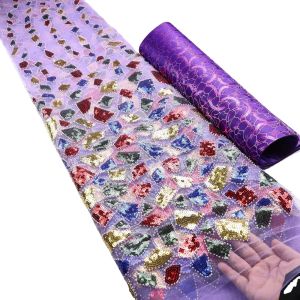 High quality shiny sequins lace african lace embroidery fabric Nigerian lace