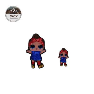 Durable LOL Doll Custom Woven Patches Sequin Material With Iron / Sewon Backing