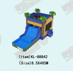 Palm Tree Commercial Inflatable Bouncy Castle With Water Slide