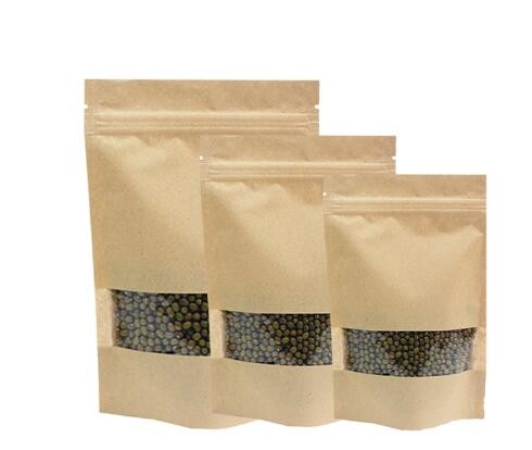 Clear Stand Up Packaging Moisture-Proof Custom Kraft Paper Bags For Pharmacy with window