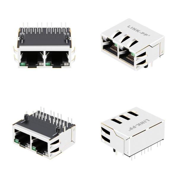 Buy 10G Base-T Tab Up 1x2 Port Rj45 Ethernet Connector Shielded With Leds JTL-U1002NL at wholesale prices