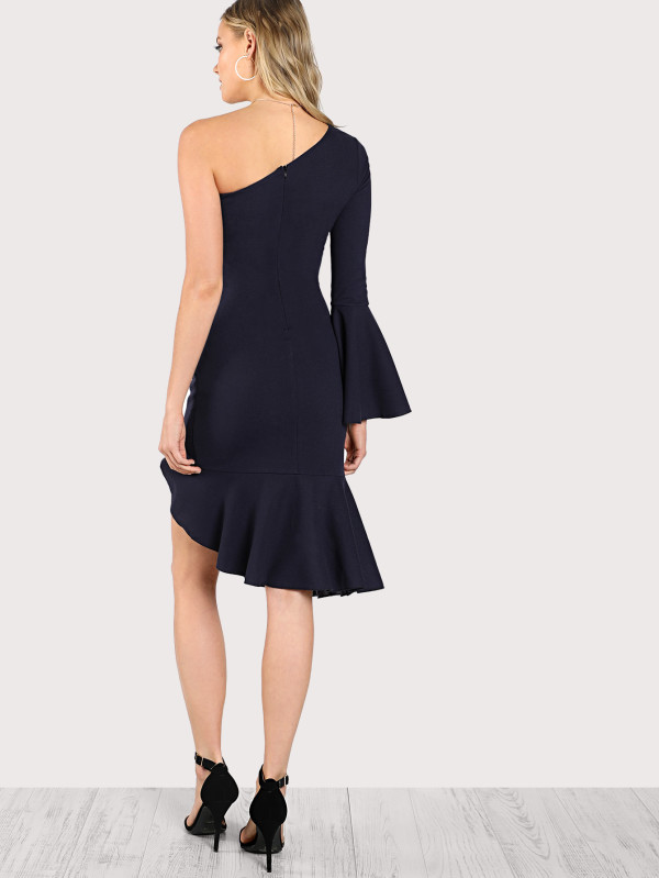 summer one shoulder women fashion dress