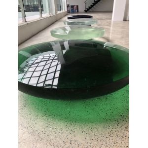 Hotel Office Clear Green Dewaxing Liuli Sand Carved Glass