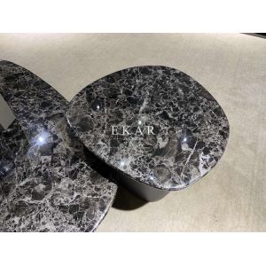 Modern European Style Marble Top Metal Base Coffee Table Set