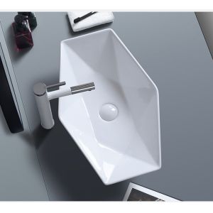 Irregular Diamond Counter Top Bathroom Sink 70cm CUPC Vessel Style