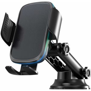 Leather Qi Wireless Car Charger 15W Air Vent Phone Holder Auto Clamping Mount