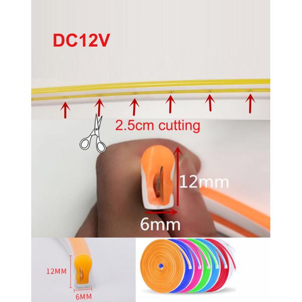 Led Single Color Silicone Neon Light Strip 12v Flexible Neon Tube 6x12