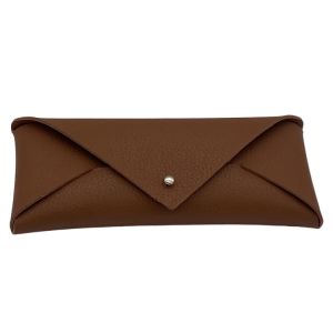 Foldable Fancy Polyurethane Brown Leather Glasses Case Soft Pouch For Men'S