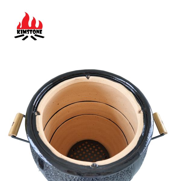 Kimstone High Quality 21 Inch Ceramic Charcoal Smoker Grill Tandoor Oven Big Space Hanging Grill Portable for Outdoor & Indoor