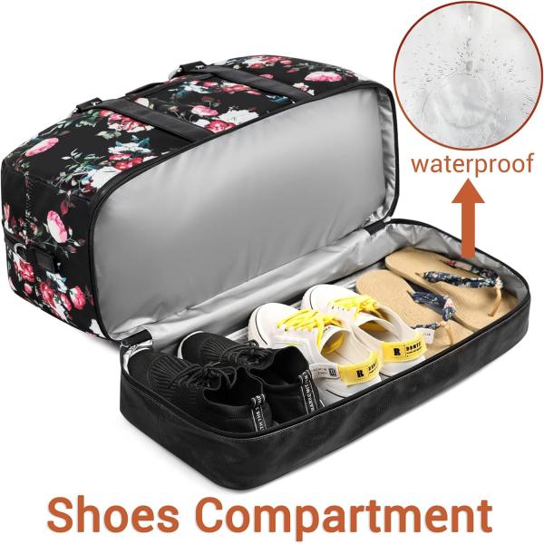 Large Duffel Canvas Overnight Weekender Bag Carry On Tote Bag With Shoe Compartment