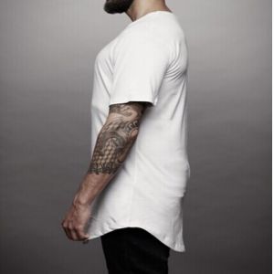 China Round bottom casual man long fit t shirt blank white t shirt below $1 on sale