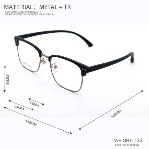 Various Colors Metal Frame Durable TR Material Optical Frame 3528