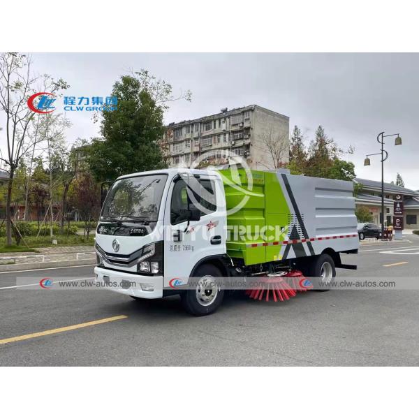 Dongfeng Stainless Steel Four Brushes Street Sweeper Truck 6cbm For Cleaning