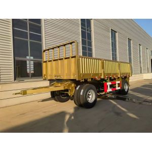 Farm 2-Axles Flat Platform flatbed side wall Drawbar Full Trailer With Ladder