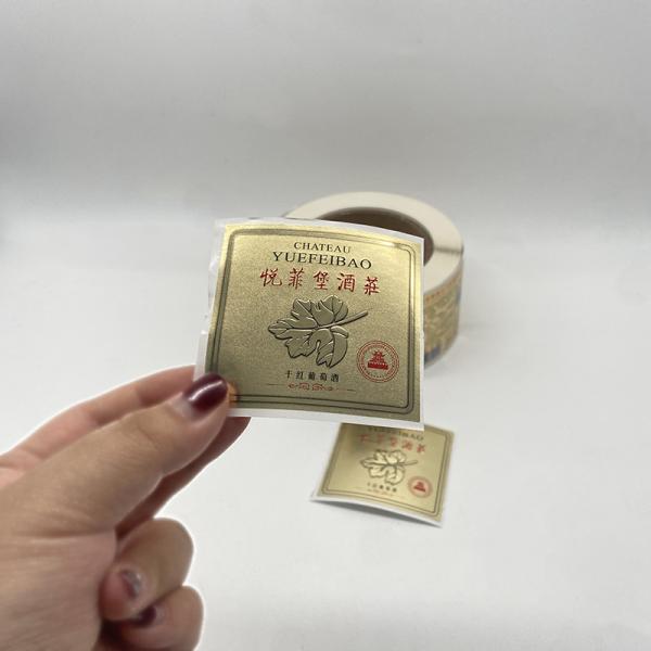 Gold Foil Wine Bottle Sticker Label Waterproof Adhesive Pantone