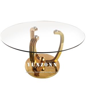 Luxury Model Round Dining Table Transparent 10mm Thick Tempered Glass Top With