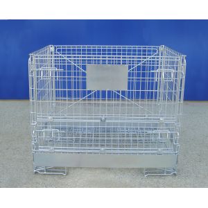 China Galvanized Foldable Industrial Wire Container Stackable Space Saving on sale