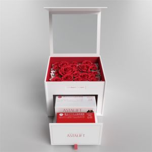 Customized CMYK Pantone Color Printed Paper Two Layer Flower Box With Clear PVC