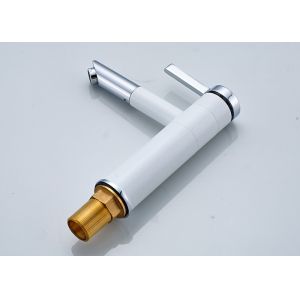 White Painting Bathroom Basin Faucets ROVATE Swivel Spout Deck Mounted