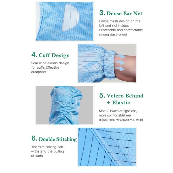 H-1122 Antistatic Dustproof Workwear Polyester Filament Yarn Coverall with Hood Long Sleeve Customizable for Cleanroom Pharmaceutical Electronic